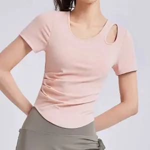 [콩심팥심]헬스 요가복 짐웨어 옆셔링 어깨 트임 반팔 운동복 컷아웃티 런닝복