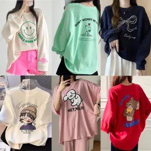 717봄가을상품 빅사이즈 여성맨투맨티셔츠 MTM 여름반팔루즈핏 롱긴팔티여자 (새로본)