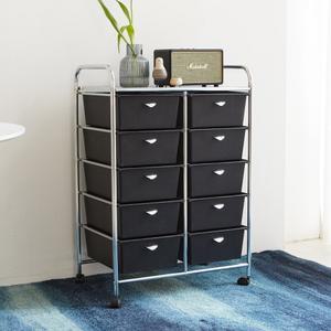 미드센츄리 모던 크롬 이동식 더블 5단 서랍 트롤리 2colors