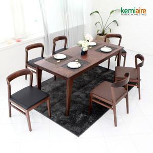 케미에르 산마리노 호두나무원목 6인식탁SET(의자형) KRS-624