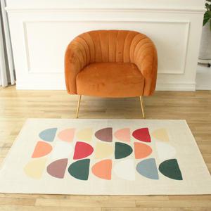 [타임투데코] 반원 패턴 모던 인테리어 거실러그 / 물세탁 / 100X150 / 극세사 카페트 / 사계절러그