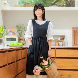 앞치마와가운 롱 프릴 엉덩이 감싸는 경량 원피스 앞치마 카페 미용실 꽃집 신혼 한복 어린이집 유치원