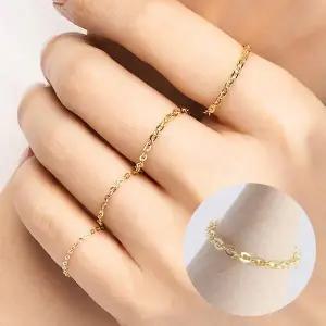 [엘렌쥬얼리]14k 18k 함마링 체인 금 반지