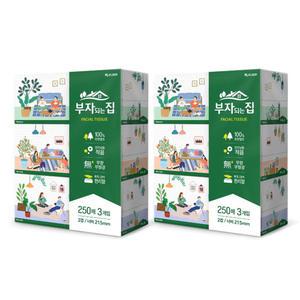 모나리자 벨라지오 부자되는집 250매 3입 x 2팩/각티슈/미용티슈