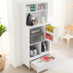 라쏘 주방 밥솥 에어프라이어 전자렌지 슬라이딩 수납장