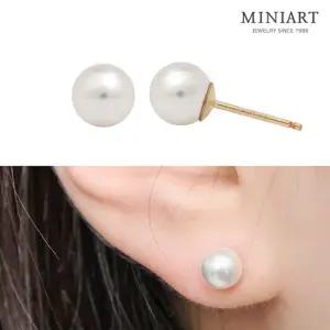 [미니아트]14K 골드 필드 6mm 스왈 진주 데일리 스터드 귀걸이