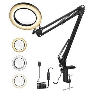 UC-CP225 탁상용 대형 LED돋보기 USB 접이식 확대경 작업용 조명 스탠드 루페 스텐드 검사용