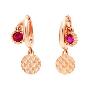 [비앤비골드] 14K/18K 데일리 라운드 딸랑이 루비 원터치 링 귀걸이 한쌍 PNE26204