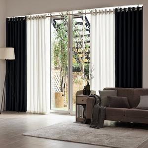 [레스티]아일렛형 하비드 암막커튼 거실형/대형 (210x233cm) 블랙 2장 (커튼끈포함)