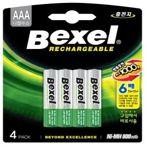 벡셀 충전지 니켈 수소건전지 AAA 4입(800mAh)