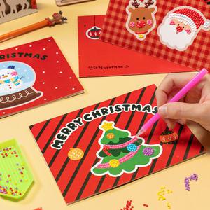 크리스마스 보석십자수 카드 만들기 스티커 비즈 편지봉투 편지지 카드 기념일 꾸미기 산타 트리 눈사람