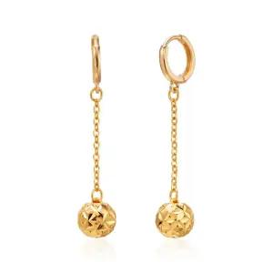 [한국금다이아몬드] 여자 순금 원터치 귀걸이 롱 꽃 볼 24K 1.875g 18k링