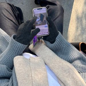 스마트폰 터치 울 니트 남녀 공용 겨울 방한 보온 캠핑 자전거 운동 낚시 골프 산책 장갑