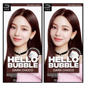 미쟝센 뉴 헬로버블 3NT다크초코 100g x2개, 저자극 거품 염색약
