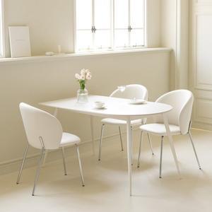 [아이엔지홈]블랑쉬 세라믹 화이트 식탁 테이블 반타원 1400