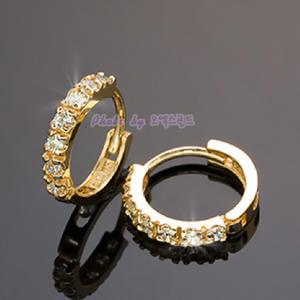 14k18k 원터치 귀걸이AM소 심플한 큐빅 남자 여자 원터치 금 귀걸이 링 남성 이어링