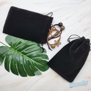 무지 벨벳 스트링 파우치 복주머니 이너백 미니 더스트백 10x15cm 블랙