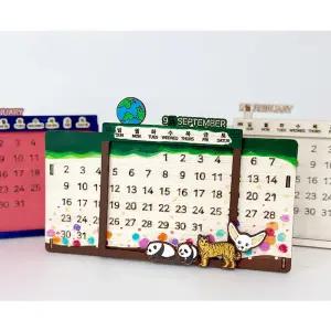 우드 만년 달력 만들기 멸종 위기 동물 탁상 캘린더 diy 키트 재료 미술 노인 어린이 돌봄 학교 방과후