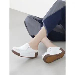 [하프클럽/]소가죽 여성 통굽 뮬 슬리퍼 (5cm) 엘핀