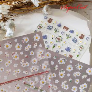 네일아트 데이지등 화사한 봄꽃 도톰 엠보 스티커 4종