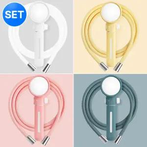 마카롱 온오프 필터 샤워기+줄꼬임 물때방지 PVC 샤워기호스 1.5m