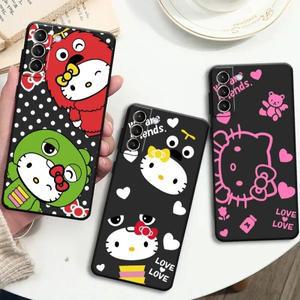 키티 귀여운 케이스 삼성 갤럭시 S23 S22 S20 FE S21 S10 S9 S20e S8 노트 20 울트라 10 플러스 9 휴대폰