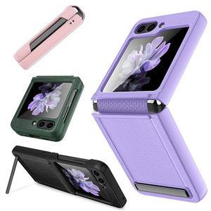 [수나르]갤럭시Z플립7FE Z플립6 제트지 킥스탠드 힌지 보호 슬림 모던 가죽 핸드폰 케이스