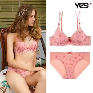 [롯데백화점]예스 잔꽃 나염 피치 쉬폰 헴팬티 세트 YSWBY805YSWPY806