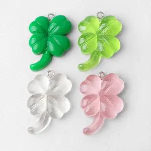 싼비즈 [6792-02]아크릴펜던트 네잎클로버 22x30mm ,1개
