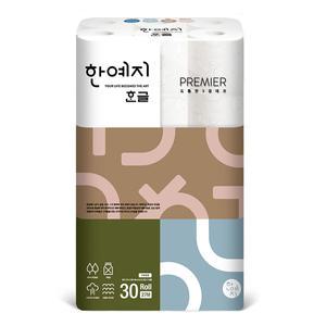 한예지 3겹 데코 한글 화장지 27m 30롤 1팩