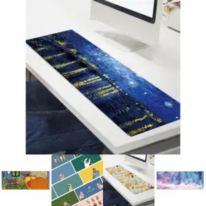 아트 유화 마우스 장패드(80x30cm) (별밤)/예쁜/그림/명화/와이드/키보드/깔판/깔개/데스크/매트/롱패드