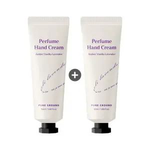 퓨어그라운드 퍼퓸 핸드크림 엠버 바닐라 라벤더 50ml 2개