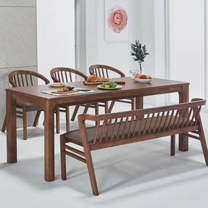 [아이앤] 시에나 고무나무원목 6인 식탁 벤치세트 FU