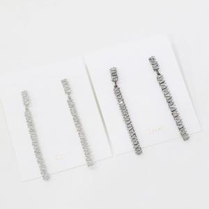 여자 시크 실버 블랙 테니스체인 2종 롱 드롭 귀걸이