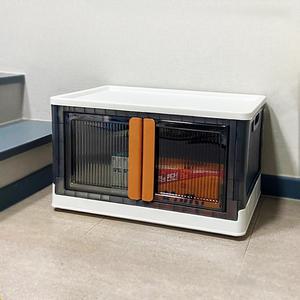 고품질 투명 수납정리함 여닫이 폴딩 박스 72L 초대형 화이트