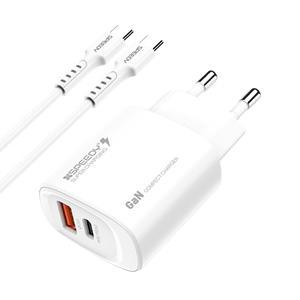 25W 2포트 분리형 가정용 여행용 고속 충전기 C타입 USB 2구 PPS / PD3.0 / QC3.0 + CtoC 케이블 포함