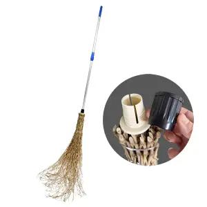 제이오마켓 조립식 대나무 싸리비 2단 알루미늄봉/실외 도로 마당 낙엽 제설 싸리 빗자루