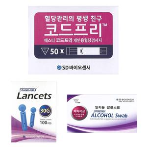 에스디바이오센서 코드프리 혈당시험지 세트(시험지50매+침100개+솜100매)- 27년 09월