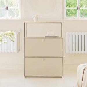 [포스트모던]티노 2도어 미드센추리 철제 모듈 수납장 77cm 3단