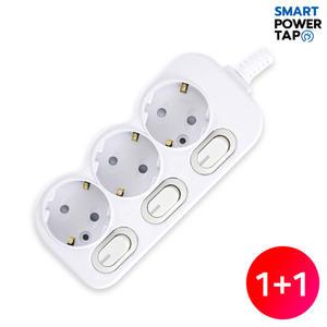 스마트파워탭  1+1 국산 개별 절전 3구 멀티탭 / 40cm /1.5m/2.5m/3.5m/4.5m 연장선 안전 멀티 콘센트