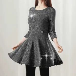 [까르죠아]반짝이 플레어 미니 원피스 빅사이즈 댄스복 롱 블라우스 티셔츠