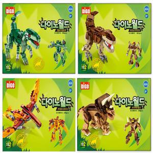 초등용 집콕 놀이 조립완구 디고 다이노월드 변신 공룡 블럭 4종 선물용 공룡블록 판촉물 1개 4개