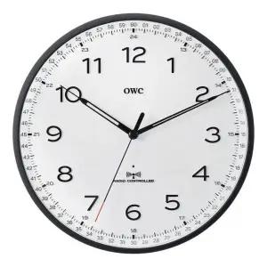 OWC 컴퍼스 RC 전파수신 벽시계 - 블랙 가벼운 벽걸이 자동시간맞춤 OWA-1015RCS / OWA-1015RCB