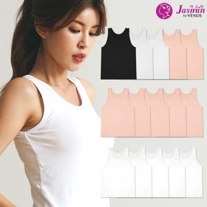 비너스 여성 런닝 세트 5매 면스판 여자 민소매 나시 기본 메리야스 JLG6507 5S