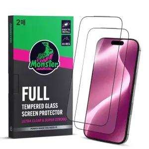 몬스터 아이폰 17/16/15/14 풀커버 고화질 강화유리 액정보호필름 2매+똥손탈출 부착틀