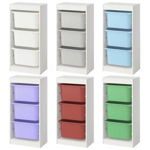 [마켓비]이케아 TROFAST 트로파스트 수납장+바구니3개 프레임 화이트 46x30x95cm/서랍장/정리함