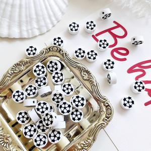 [15개]관통형 10mm 슬라이스 폴리머 축구공 3-800-5 키링재료