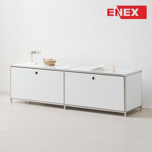 에넥스 럭스 2단 거실장 스틸프레임 모듈가구 수납장 퓨어화이트