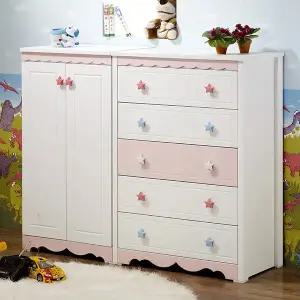 파스텔 수납장+5단서랍장(800) / 수납장 아기 옷장 베이비 장 키즈 어린이 1400