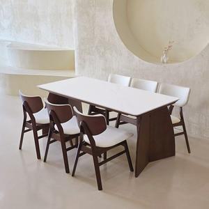 마르시 포세린 세라믹 원목 6인 식탁세트 의자6개)